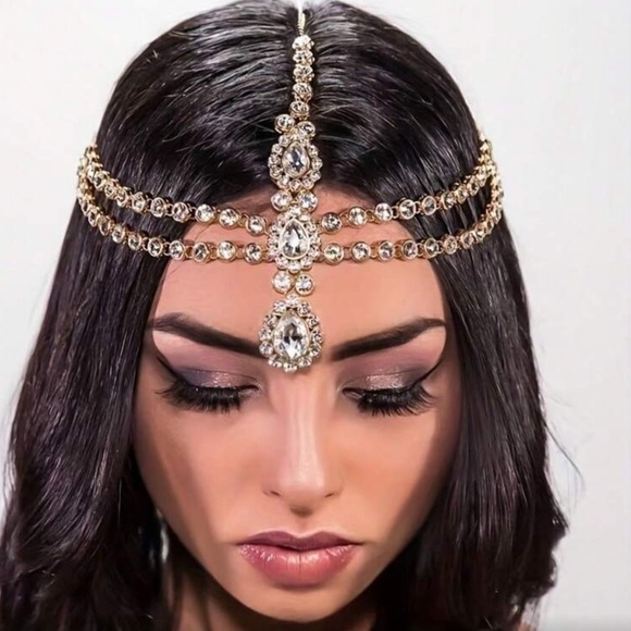 ✨Elegant Gold Crystal Headpiece